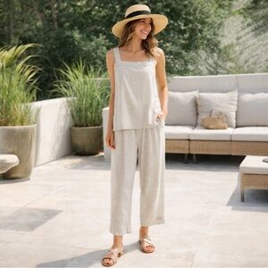 🌿 LOFT Outlet Linen Blend Summer Set – Natural Oatmeal 🌿